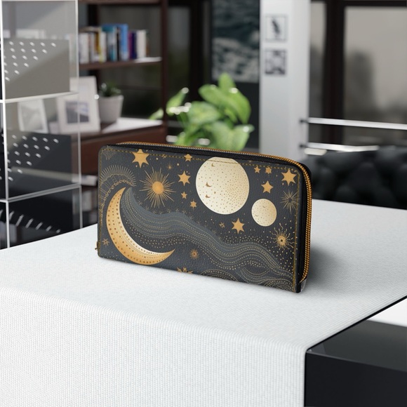 Celestial Moon Zipper Wallet | Starr and Cosmic, Astrology Themed - Picture 2 of 5